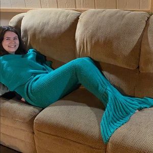 Crocheted mermaid tail blanket